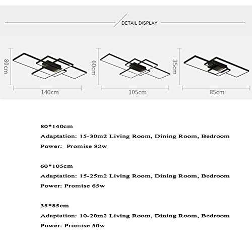 Plafonnier LED rectangle à chasse d'eau en acrylique dimmable pour salle à manger
