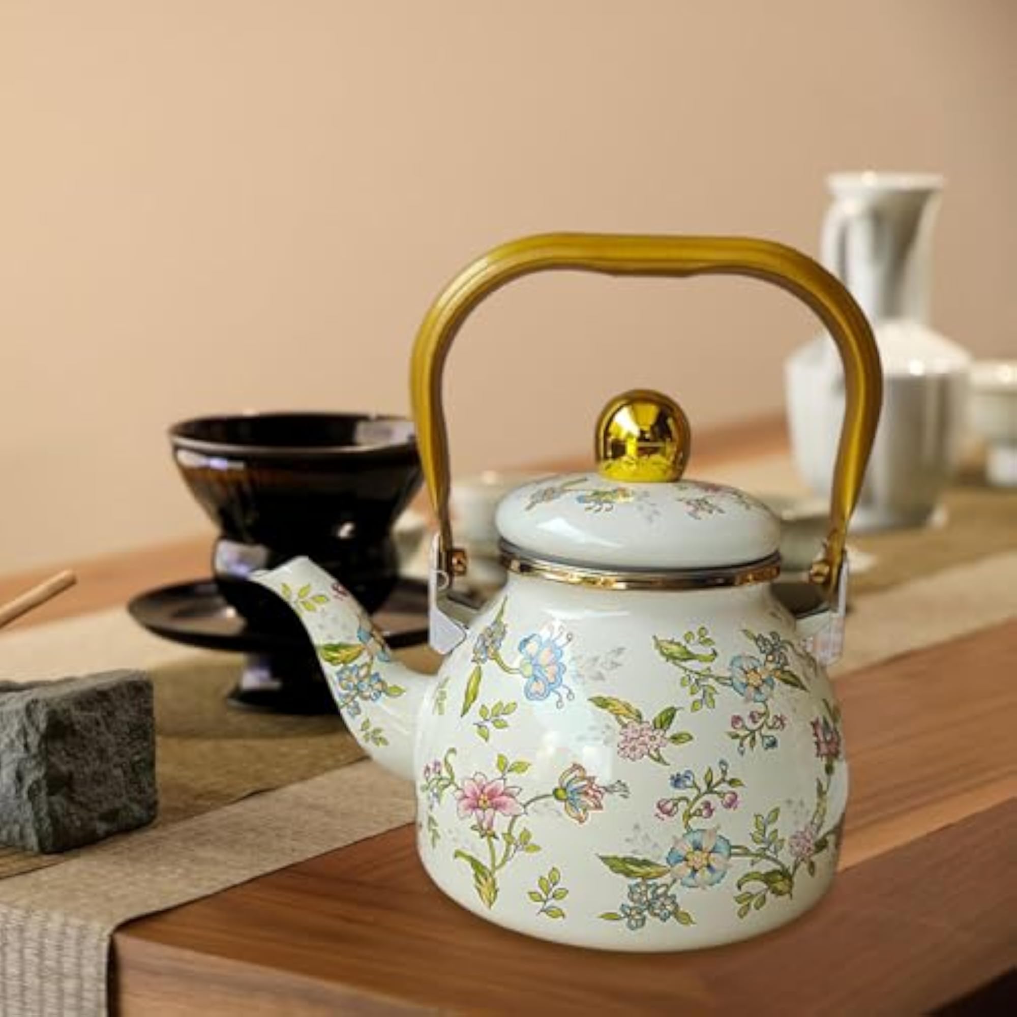 Enamel Tea Kettle, Leakproof Juice Water Jug for Home