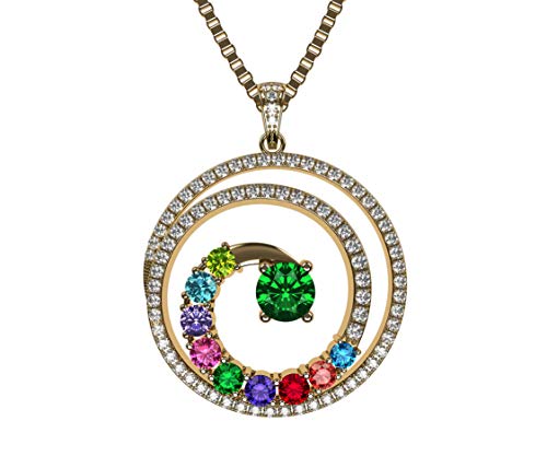 Central Diamond Center Swirl Birthstone Mothers Necklace For Women, 1 ...