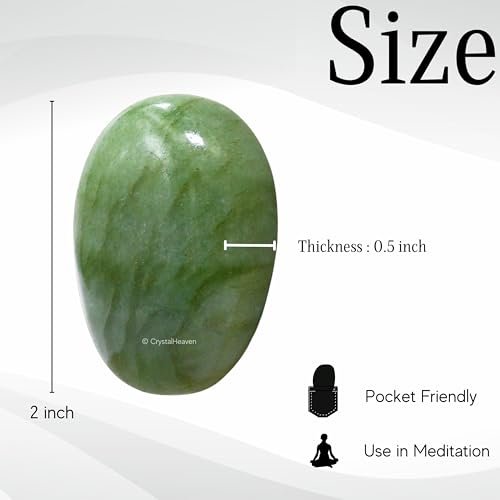 Image of Light Green Aventurine Crystal Palm Pebbles Stones for Anxiety Stress Relief Massage - AAA Grade Original Healing Gemstone Agate Palm Stone for Yoga Meditation Spiritual Reiki Feng Shui