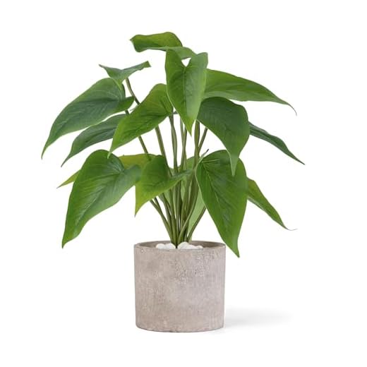 Mkono Fake Plants in Pot, 11" Potted Artificial Plants for Home Decor Indoor Faux Green Leaf Plant with Planter for Desk Shelf Table Office Room Decoration (Grey, Small)