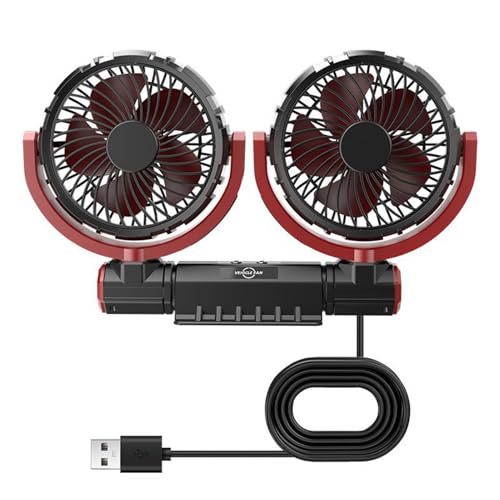 Genérico Ventilador Para Coche - Ventilador Doble Ajustable Para Automóvil | Dispositivo De Enfriamiento Silencioso 360 Grados Con Velocidades Ajustables Para Viajes Niños Mascotas Y Automóviles