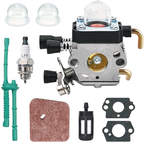 Jrisbo Kit Carburateur pour STIHL FS38 FS55 FS45 FS46 FC55 KM55 HS45 Débroussailleuse, Accessoire FS 38 Pièces de Rechange Carbu avec Joint, Bougie, Filtre à Air,...