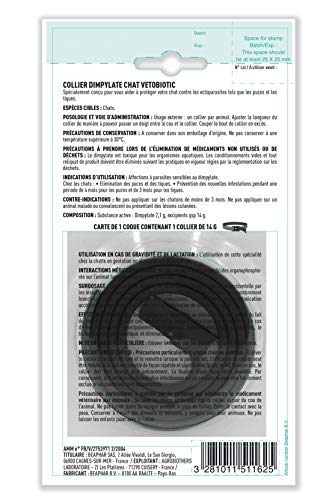 VETOCANIS COLLIER DIMPYLATE VETOBIOTIC| 4 Mois et Anti-Tiques 3 Mois Chat>3 Mois|Élimine les Puces Traitement à Usage Vétérinaire pour Chat|Couleur Rouge – Image 4