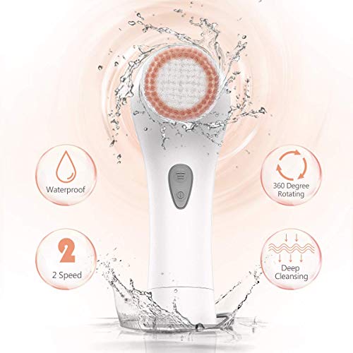 Facial Cleansing Brush, Waterproof Face Brush Skin Cleansing Scrub with 7 Heads, ETEREAUTY Spin Brush for Deep Cleansing Exfoliation, Facial Cleanser Brush for Massaging, Skin Exfoliation (White) - Thumbnail 3