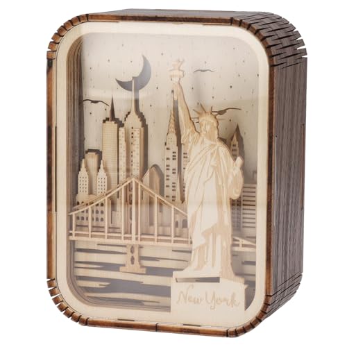 Lampe Décorative de Série de Veilleuse LED Sculptée en Bois de pour le Bureau (New York)