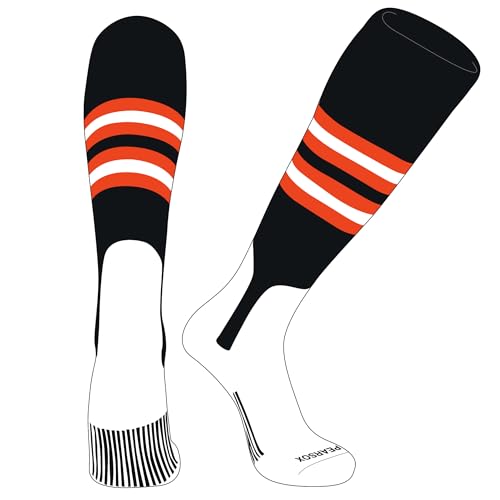 PEAR SOX OTC Baseball Softball Stirrup Socks (F, 7in) Black, Orange, White