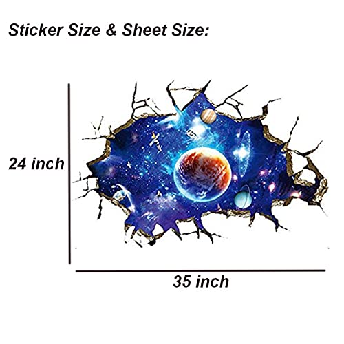 3D Space Galaxy Wall Stickers-2 Pack, Removable 3D Milky Way Cosmic Outer Space Planet Starry Sky For Wall Decals Home Art Decor (#2) #TOP3