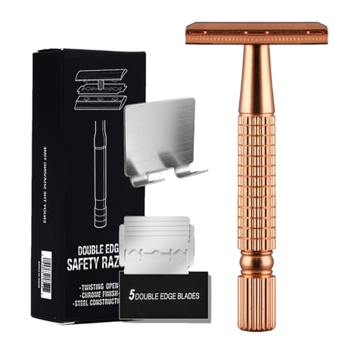 Razoras de doble borde, maquinillas de seguridad para hombres - Recortadora de barba de doble filo | Facta navaja con 5 recargas para hombres, recortador de barba de precisión para afeitarse cerca