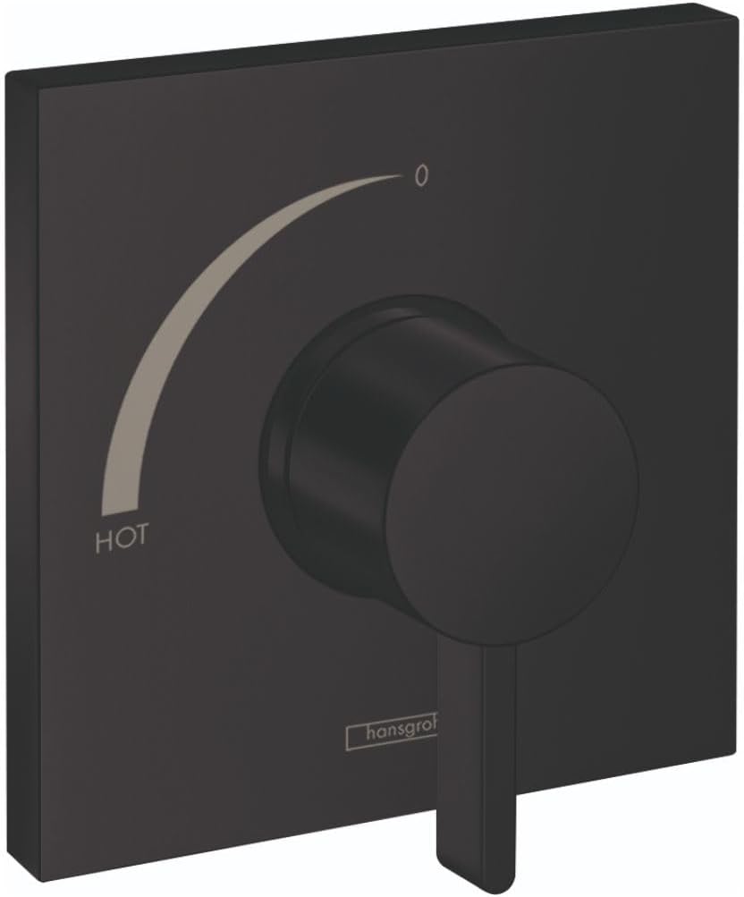 hansgrohe Ecostat Square Modern Pressure Balance Shower Valve Trim in Matte Black, 15724671