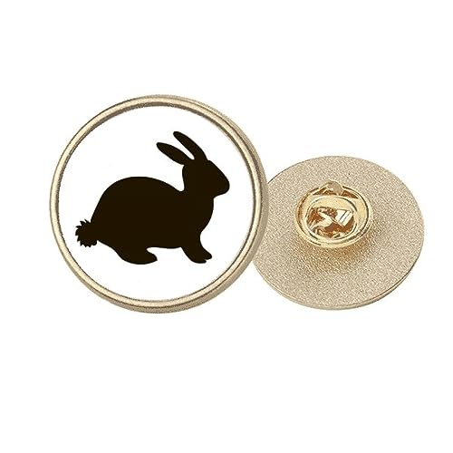 Broche lièvre noir en métal doré rond taille M pour accessoiriser vos vêtements