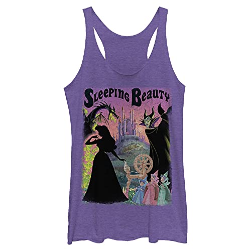 Image of Disney girls Disney Princess Sleeping Beauty Poster Tri-blend Racerback Layering Tank T Shirt, Purple Heather, XX-Large US