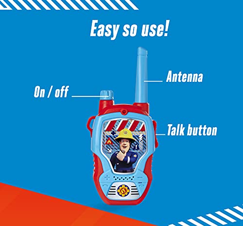 Dickie Toys Feuerwehrmann Sam Walkie Talkies für Kinder ab 4 Jahren - 2 Funkgeräte, 100m Reichweite, kindgerechte Lautstärke, Robustes Gehäuse - Rote Walkie Talkie Kinder Spielzeug - 203092005