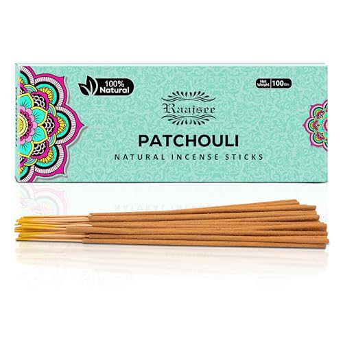 Raajsee RJ-01 Patchouli Incense Sticks 100 Gm Pack-100% Pure Organic Natural Hand Rolled Free From Chemicals-Perfect cover