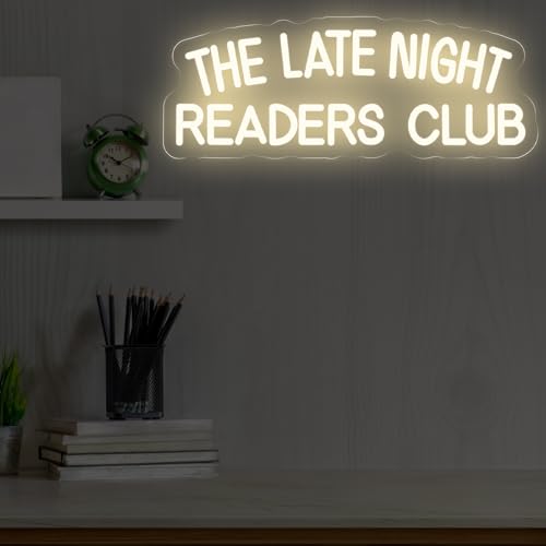 Image of The Late Night Book Club Neon Sign Bookworm Gift Reading Room Decor | Library LED Light Gifts for Readers Late Night Reader Decoration 17.7 inchx6.7 inch