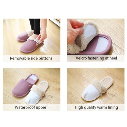 Slippers for Men Women - EVA Soft Sole, Anti-Slip, Detachable, Washable, Plush Comfy House/Home Shoes, Winter2
