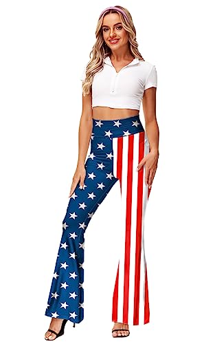 Deerose Women's High Waist Stretch Bell Bottom Slim-Fit Flare Leg Hippie Pants2