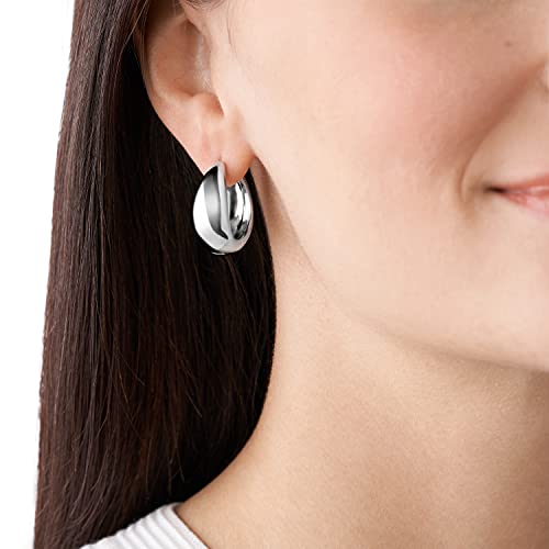 Skagen Women's Kariana Silver-Tone Stainless Steel Hoop Earrings (Model: Skj1522040) #TOP2