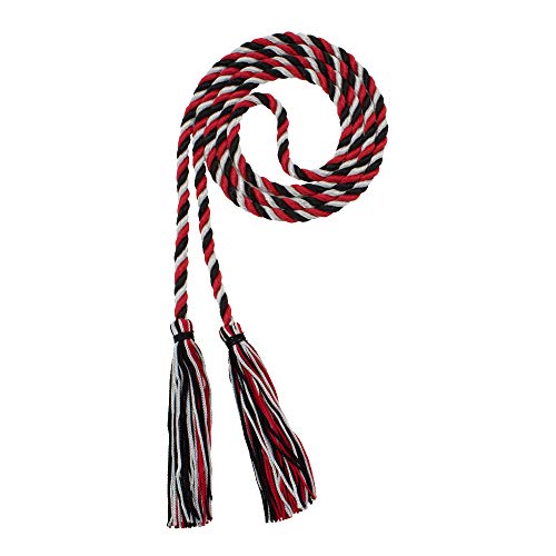 Image of Graduation Honor Cord - Black /RED /Gray - Every School Color Available - Made in USA