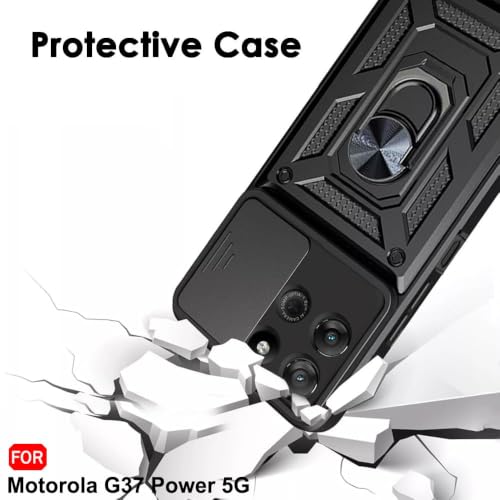 Image of AIBEX Back Cover Compatible for Motorola G77 Power 5G / G37 5G / G37 Power 5G | D10 Tough Armor Case | Sliding Camera Shield | 360 Protection | Kickstand Ring Holder | Military-Grade Bumper Case