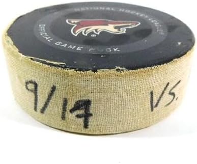 2019 Arizona Coyotes vs. Los Angeles Kings Game Used Puck 9-17-19#AA0038973 - NHL Unsigned Game Used Pucks