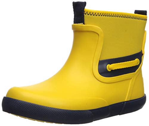 Sperry Boys' Seawall Boot Rain, Yellow/Navy, 7 M US Toddler