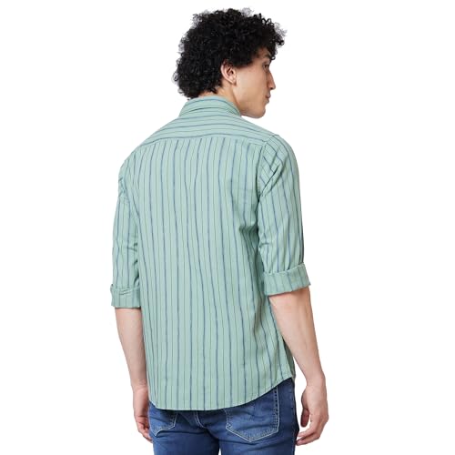 Image of Spykar Men's Regular Fit N /A Full Sleeve Striped Casual Shirts