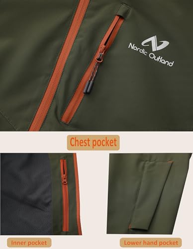 Rain Jacket Men,Waterproof Breathable Long Raincoat with Hood Mesh Lining,Windbreaker for outdoor activities3