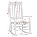 Giantex Outdoor Wood Rocking Chair Porch Rocker 100% Natural Solid Wooden Indoor Deck Patio Backyard Living Room Rocking Chairs (White)