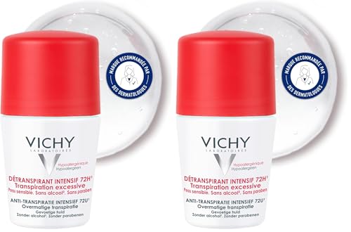 Vichy Dermo-Tolerance Deodorante Roll-On Antitraspirante, Per Tutti i Tipi di Pelle, Trattamento Intensivo per Traspirazione Eccessiva, Efficace per 72H Anche in Condizioni di Stress, 50 ml