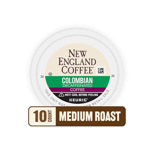 Image of New England Coffee Single Serve Pods, Colombian Decaffeinated Medium Roast, 10 Count (Pack of 1)