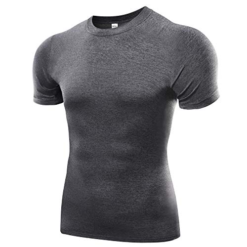 Men's Sports Base Layer Short Sleeved Compression Vest Comfortable Tight Fit Body Shaper That Compresses Core Muscle Areas Aids Performance. Official Pure Blue Product (Grey, Small)