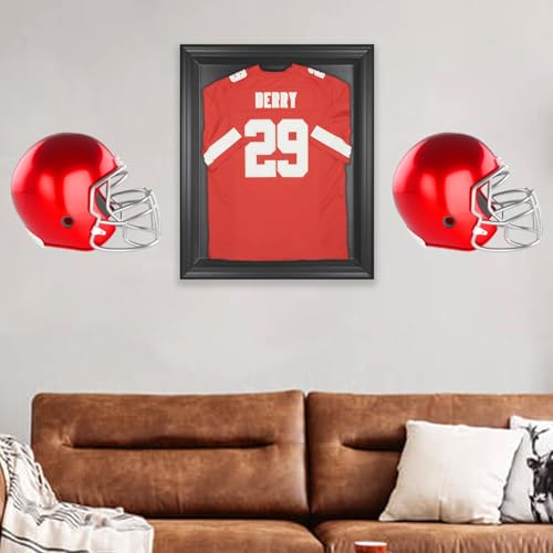 2 Pack Football Helmet Wall Mount Display Holder Hanger for Full or Mini Helmet, Floating Case Shelf Stand, Black