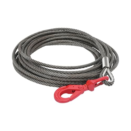 Heavy Duty 1/2" x 75FT Steel Winch Cable with 17600 lbs Breaking Strength, Self-Locking Swivel Hook, Durable Wire Rope for Towing, Recovery, Tow Trucks, Cranes (Yellow)