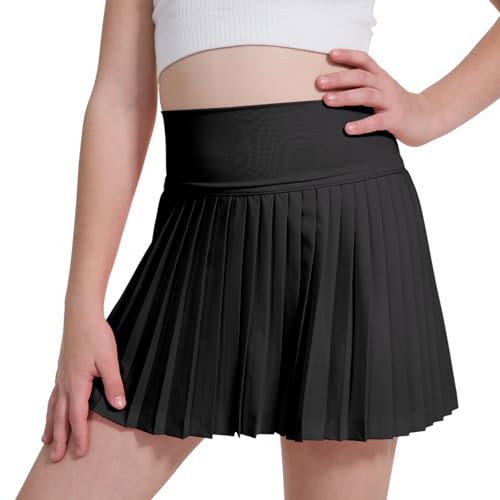 Girls Pleated Tennis Skirts with Shorts Pockets Elastic Waisted