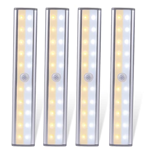 Schrankleuchten 20 LED mit Bewegungsmelder, USB Schranklicht 3 Modi Einstellbare, Licht Eingebautem Magnet Schranklicht, geeignet für Küche, Treppe, Flur und Schlafzimmer(4 Sensor Licht) Cover