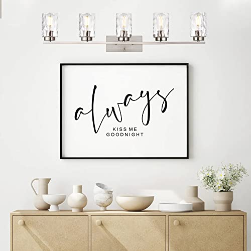 Image of Vanity Lights for Bathroom 5 Light Sconces Vanity Light Fixture Modern Brushed Nickel Wall Mount Lighting with Clear Hammered Shade,Wall Lights for Bathroom Living Room Makeup Dressing Table