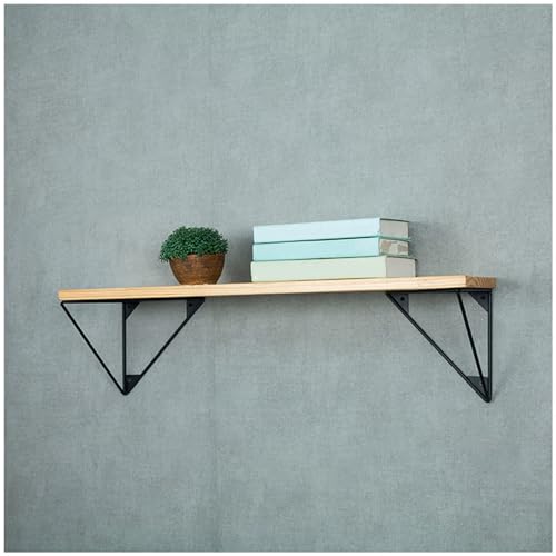 2x Soportes Para Estantes Triangulares, Soportes Para Estanterias Fijos en La Pared, Soporte De Estante Decorativo Flotante, Escuadras Baldas Metálicos, Negro/dorado,black-25cm/9.8in