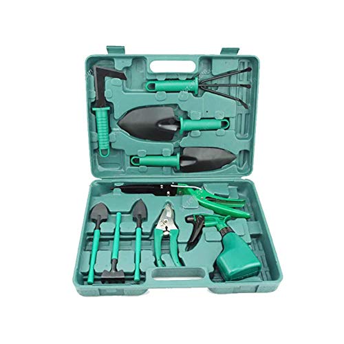HOODIE Gardening Tools Set 10Pcs Garden Plant Care Hand Tools Kit with Portable Toolbox Garden Supplies Household Multifunctional Kit for Gradenring Lovers