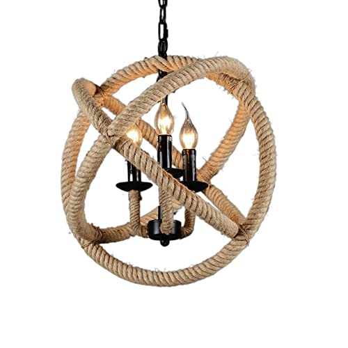 Plafonnier corde de chanvre E14 Ganeep luminaire suspendu rétro