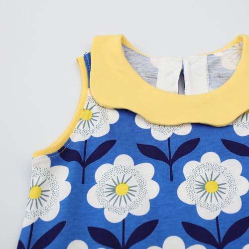 HILEELANG Little Girls Cotton Dress Sleeveless Casual Summer Sundress Flower Printed Jumper Skirt3