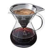 aerolatte Drip Coffee Brewer and Microfilter, Borosilicate Glass and 18/8 Stainless Steel, 2-Servings, 12-Ounce Capacity