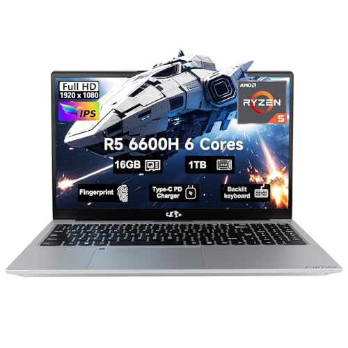 NIMO 15.6 FHD-Business-Gaming-Laptop, 6-Cores 660M GPU, AMD Ryzen 5 6600H 16GB DDR5 1TB SSD (Beat...
