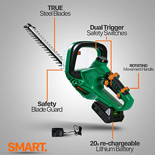 Apollosmart Hedge Trimmer 17-Inch Cordless Electric 20V 2Ah Lightweight Lawn And Garden Landscaping #TOP1