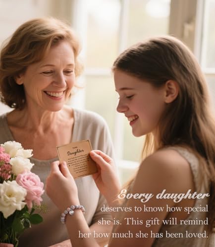 HGDEER Gifts for Daughter/Granddaughter/Niece/Daughter in Law/Son Valentines Day Gifts Natural Stone Sweet Heart Bracelet from Mom Dad Grandma Aunt2