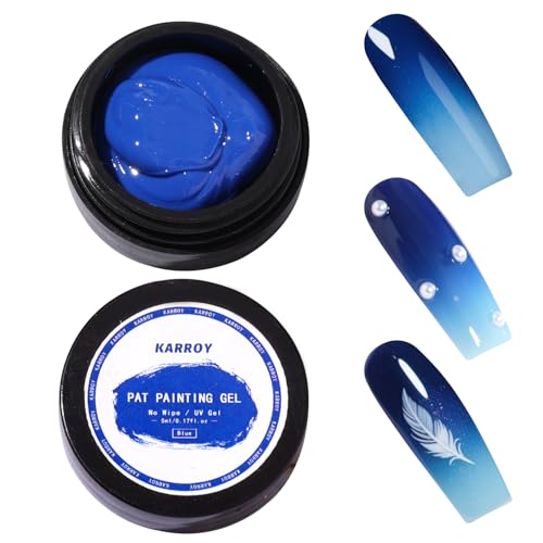 Karroy Sponge Pat Paint Nail Gel, 9 Colors Ombre Nails Gradient Gel Nail Blush Blooming Aura Nails Drawing Stripper Floral Painting Nail Art, No Wipe, UV/LED Curing (9 Colors J)
