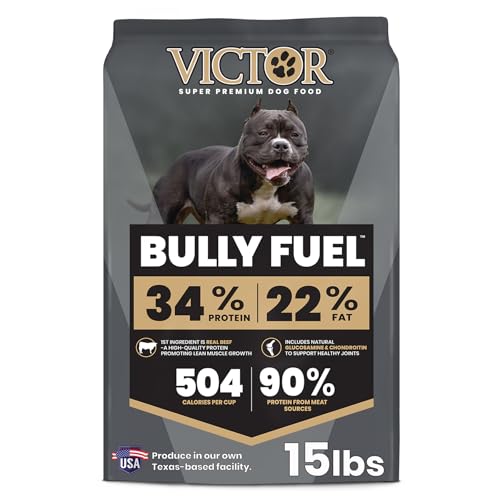 VICTOR Bully Fuel Dry Dog Food, 15 lb – Real Beef First Ingredient, High-Calorie Formula for Lean Muscle, Glucosamine & Chondroitin for Joint Health, Omega 3 & 6 for Skin & Coat