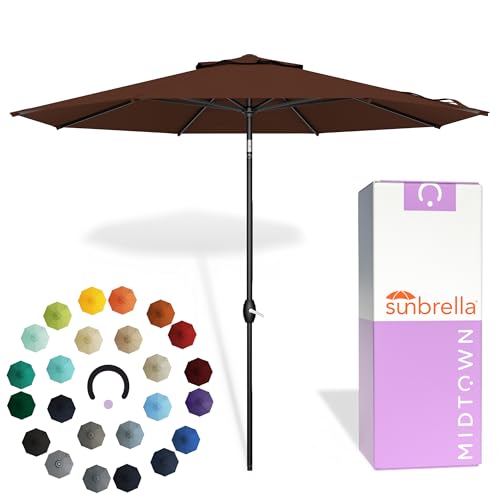 Image of Midtown Umbrellas Lean - 9 Ft Patio Umbrella, Bay Brown Canopy