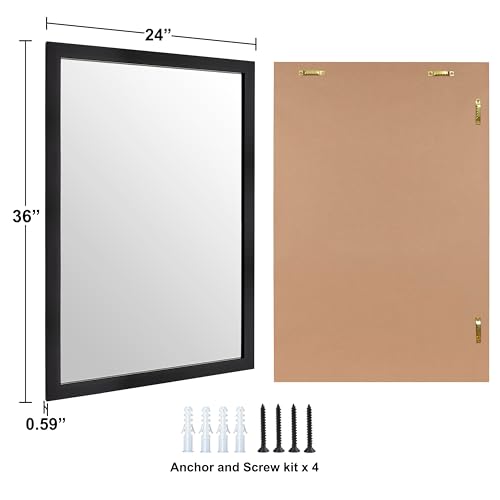 Image of Bathroom Mirror for Over Sink 36x24 Inch Rectangular Wall Mirror, Black