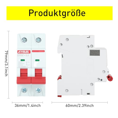 JOYELEC 2 Stück 16A 2P Polig Miniatur-Leistungsschutzschalter AC230V,Sicherungsautomat Trennschalter